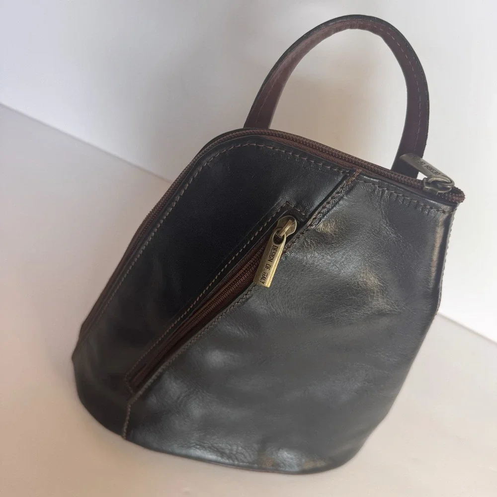 Italian Genuine Leather Top Handle Backpack Purse Brown Shoulder Bag Handbag